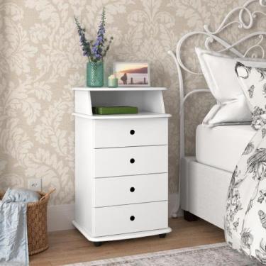 Imagem de Mesa de Cabeceira para quarto solteiro ou casal com 4 gavetas e nicho 