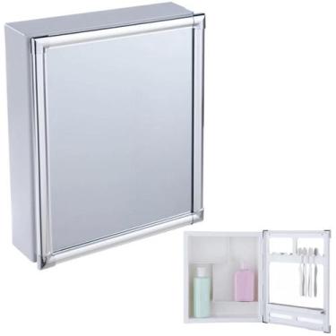 Imagem de Armário Banheiro Espelheira Sobrepor Branco Perfil Alumínio - Astra