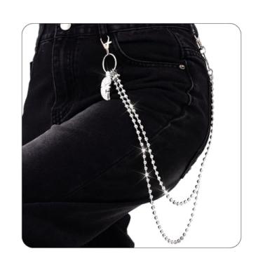 Imagem de Auwoyss Correntes de calça para homens e mulheres punk para calças, calças hip hop, corrente de bolso para jeans, One Size, Liga metálica, Sem Pedra Preciosa