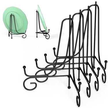 Imagem de Tnnluku Suporte De Ferro Para Exposição, Pacote Com 4 Unidades, 8", Cavalete Metal Porta-Retratos, Prato Arame Preto Exibição Fotos, Pratos Decorativos, Livros, E Artes