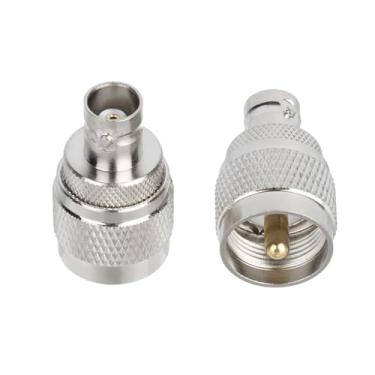 Imagem de Adaptador coaxial BNC para UHF, 2 peças RF coaxial coaxial BNC fêmea para conector macho UHF