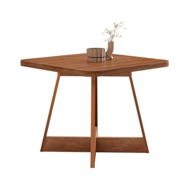 Imagem de Mesa de Jantar Quadrada com Tampo de MDP Átria Nogal e Rosê