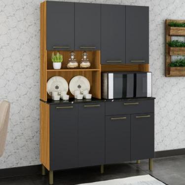 Imagem de Kit Armário Cozinha Compacta Tannat 8 Portas e 1 Gaveta - Faura, Amend