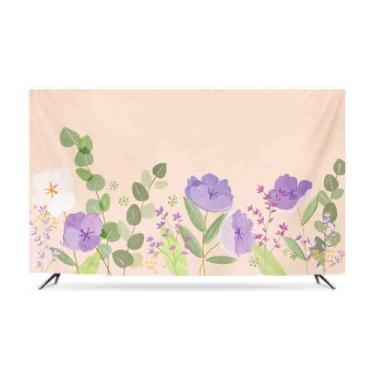 Imagem de HSTANGKY Capa de TV 32-80 polegadas capa contra poeira interna poliéster à prova de poeira protetor de tela de TV interior macio capa de tela de TV LCD/LED para quarto sala de estar flor 1||65