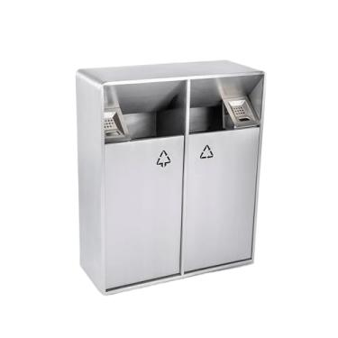 Imagem de YAYAOVP-24927 Caixote do lixo 38L/80L caixote do lixo interno/externo caixote duplo pilar de cinzas de metal, lata de lixo grande comercial doméstica moderna lata de lixo prata externa (média)