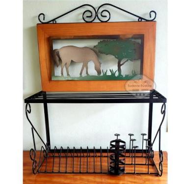 Imagem de Suporte Paneleiro Artesanal Cavalo 60cm Sudeste Rústico