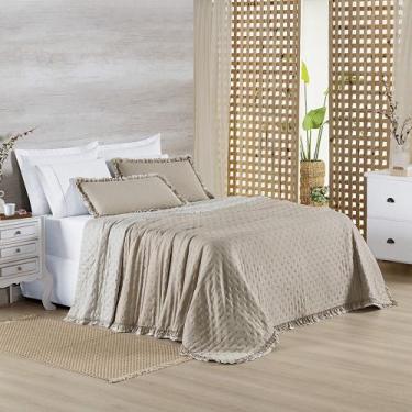Imagem de Colcha Queen 3 peças Cobre leito Dupla Face Alice - Bia Enxovais, Cáqu