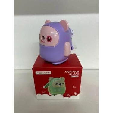 Imagem de Apontador de Lápis Infantil, Formato de Animal, Mecânico Manual (Roxo e Branco)
