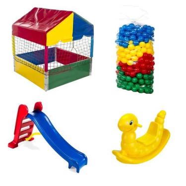 Imagem de Piscina Bolinhas 1,00m 500 Bolinhas Coloridas Escorregador Médio 3 Deg