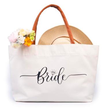 Imagem de Bolsa Tote Bride – Bolsa de lona para noiva, presente de noivado para mulheres, dia de casamento ou lua de mel, ideia de presente de chá de panela