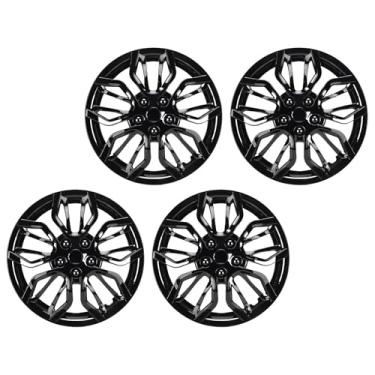 Imagem de Cryfokt Pacote de 4 Calotas de 14 Polegadas Com Proteção Leve para Rodas para Carros R14 Universais, Caminhões SUV (Preto)