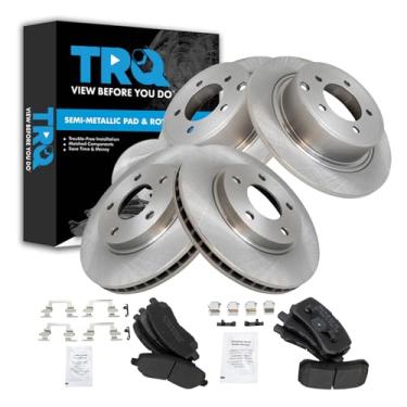 Imagem de TRQ Kit de pastilha e rotor de freio dianteiro e traseiro semimetálico compatível com Mitsubishi Lancer 2016-2017