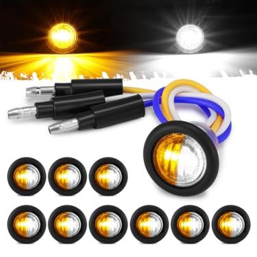 Imagem de XtraGlow Luzes LED D16 3/4 de dupla revolução âmbar para branco seta e luzes marcadoras para trailer, caminhão, trailer, trailer, com plugue de bala