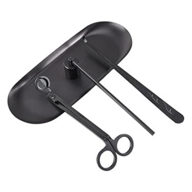 Imagem de Fenteer Conjunto De Acessórios De Vela De 4 Peças Com Vela Snuffer, Aparador De Pavio E Penugem, Bandeja De Armazenamento, Organizador Kit De Ferramentas De Vela 4 Em 1 - Preto