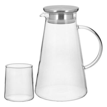 Imagem de JARRA COPOS 2L 300ml BOROSILICATO TRANSP 7PÇ COM TAMPA INOX - HOMECO