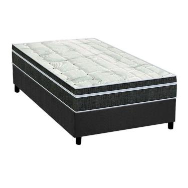 Imagem de Cama Box Solteiro: Colchão Molas Orthoflex Bonnel Venezia + Base CRC Suede Cinza(78x188)