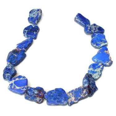 Imagem de 10 peças Adabele Natural Grau A Lapis Blue Impression Aqua Terra Jasper Forma Livre Suave Sedimento Mar Cura Pedra Preciosa Laje Laje Contas 15-45mm GX9