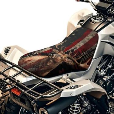 Imagem de Howilath Capa de assento impermeável para quadriciclo com bandeira americana de 4 rodas à prova de poeira para esportista/rancheiro/capataz/scrambler/kodiak/Polaris Scrambler, fácil de instalar