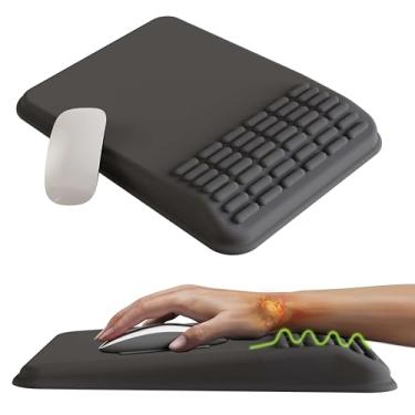 Imagem de MEKASS Mouse pad com descanso de pulso, mousepad ergonômico para alívio da dor no túnel do carpo, suporte de pulso de computador com espuma de memória para escritório em casa (27,2 x 19,8 cm, cinza
