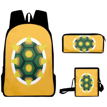 Imagem de Conjunto de mochilas Bowsers Anime School para crianças com bolsa mensageiro