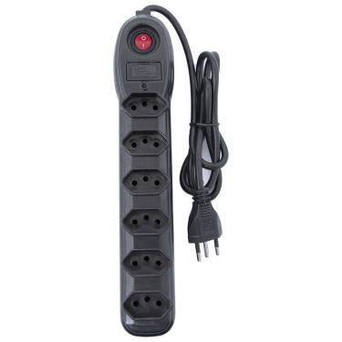 Imagem de Filtro De Linha 6 Tomadas Pp 0,75 1m Bivolt Preto