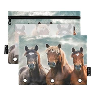 Imagem de Wassud Waiting Horses Pacote com 2 Pastas de Fichário Pastas de Bolso com 3 Furos, Pasta Organizadora de Fichários para Casa, Escritório