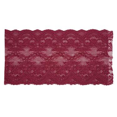 Imagem de Fita de renda 10 jardas tecido de renda decorativo elástico macio para decorações artesanais designs florais elegante guarnição de renda de nylon para projetos de costura DIY (Vinho Tinto)