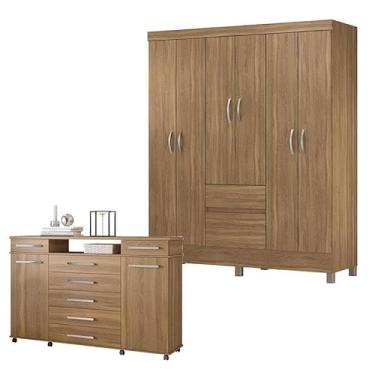 Imagem de Cômoda London e Guarda Roupa Casal Flash 2 Amêndola Touch - Demóbile