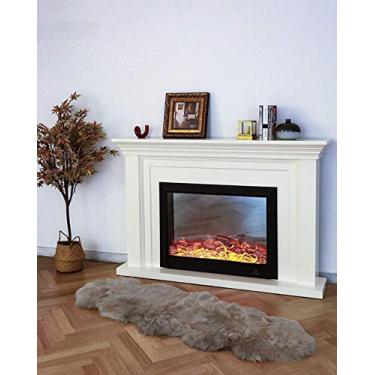 Imagem de WaySoft tapete de pele de ovelha da Nova Zelândia, tapete de pele de luxo para quarto, tapete fofo para sala de estar (60 cm x 1,81 m, cinza bege)