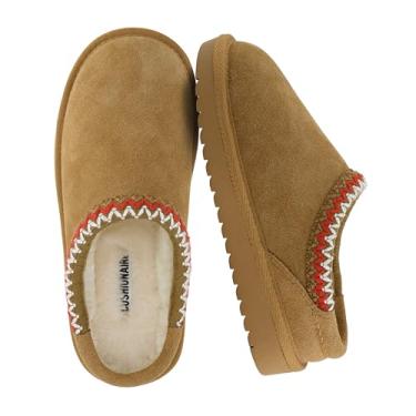 Imagem de CUSHIONAIRE Pantufas infantis Keto – Sapatos confortáveis sem cadarço com forro de pele sintética e conforto acolchoado de espuma viscoelástica, Castanho, 18