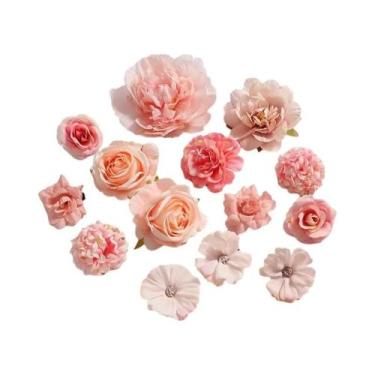 Imagem de Flores Artificiais De Seda Rosa Mista Para Decoração De Casa, Casament