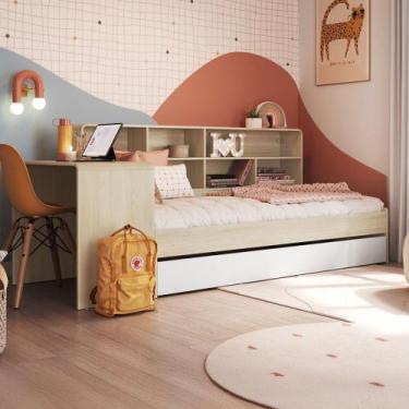 Imagem de Cama Solteiro Infanto Juvenil com Escrivaninha para Estudo Estante e C