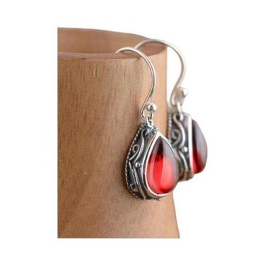Imagem de Brincos De Pedra Verde E Vermelha Em Forma De Gota Para Mulheres, Esti