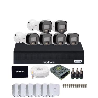 Imagem de Kit 6 Câmeras Intelbras 1120b Full Color DVR Mhdx 1108-c Com SSD 512gb