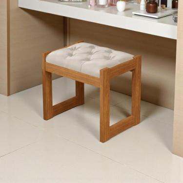 Imagem de Banqueta baixa puff estofado mdf Luanda quarto luxo Fenix, NATURE