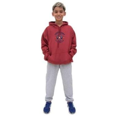 Imagem de Conjunto Moletom Infantil Meninos Blusa Canguru Capuz e Calça Comprida Quentinho Invern...