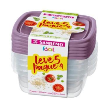 Imagem de Conjunto Potes Plásticos 530ml Sanremo Leve 5 Pague 4