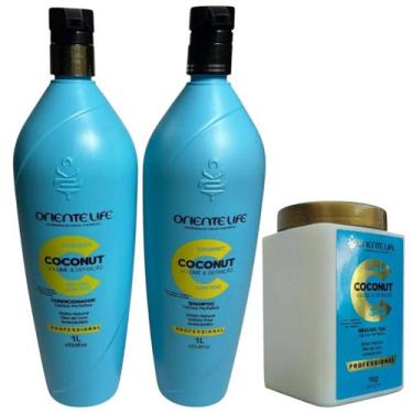 Imagem de Kit Coconut Cachos Perfeitos 1 Shampoo 1 Condicionador 1 Máscara 1L Or