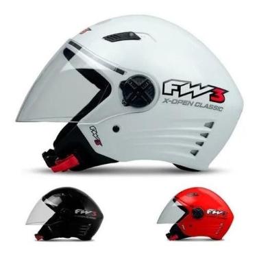 Imagem de Capacete Aberto Fw3 X Open Classic Cores Brilhantes Moto, P - 56CM, Br