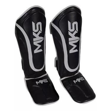 Imagem de Caneleira de Proteção Muay Thai Kickboxing Prospect Preta e Branca MKS