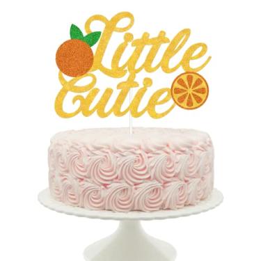 Imagem de Glittery Little Cutie Cake Topper Cutie Baby Shower Cake Topper Cuties Oranges Cake Topper for Little Cutie Baby Shower Decorações Summer Fruit Tema Gênero Revelar Festa