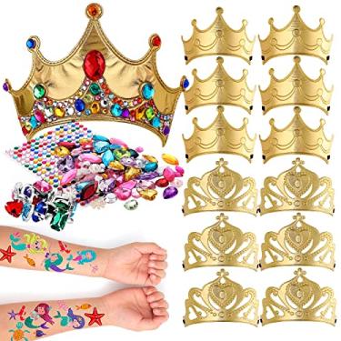 Imagem de Richness Conjunto de 12 peças, coroas de festa para crianças, faça você mesmo, tiaras, colagem, artesanato, atividades de festa de aniversário (ouro)