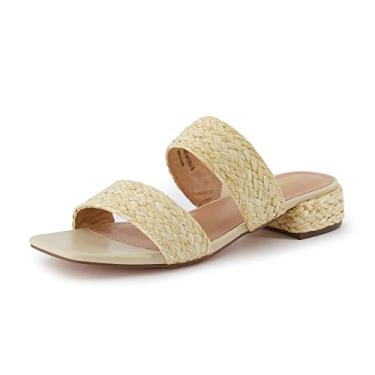 Imagem de CUSHIONAIRE Sand lia feminina Niki Raffia de salto baixo + espuma viscoel stica e larguras largas dispon veis, Natural, 8