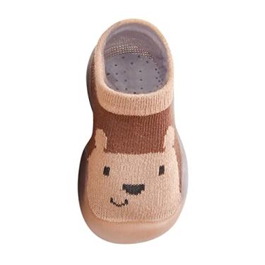 Imagem de Chinelos de spa para meninos crianças meninos sola fofa de borracha meias de malha sapatos chinelos quentes criança tamanco infantil, Café, 15-18 Months Infant