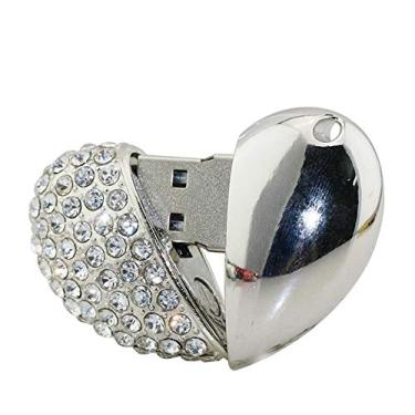 Imagem de 64GB Metal Heart Modelo 3.0 USB Flash Drive Pen Drive Armazenamento de Dados Pen Drive Pen Drive Pen Drive USB Drive USB 3.0 Pen Drive U Disco Flash Memory Flash Disk - Prata