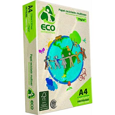 Imagem de Papel Sulfite Eco Millenium A4 75g Reciclado Pacote com 500 Folhas Jandaia