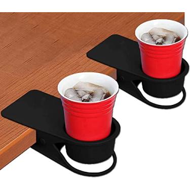 Imagem de Kalolary 2 Peças Suporte para copo de bebida Clipe para garrafa de mesa Suporte DIY Braçadeira de vidro Pires Armazenamento Clip para água Café Caneca Suporte Pires Design para Casa e Escritório, Preto
