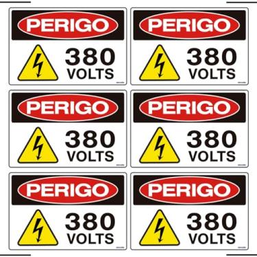 Imagem de Combo 6 Placas De Sinalização Perigo 380 Volts 30x20 Ekomunike - S-217/4 F9e