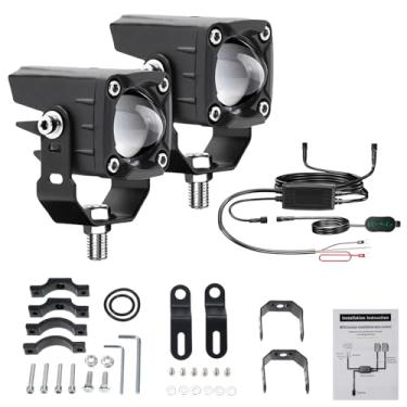 Imagem de SZITW Luzes de nevoeiro LED para motocicleta 120W 18000LM 6 modos de iluminação Luzes auxiliares LED com kit de chicote elétrico e suportes de montagem compatíveis com caminhão trator ATV UTV SUV barc