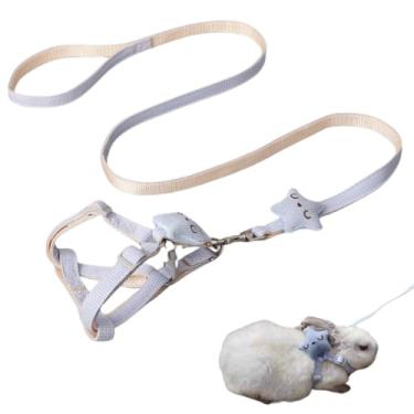 Imagem de Peitoral de coelho ajustável para animais de estimação, caminhada, corrida, corrida, coleira para coelho, gato, filhote, gatinho, furão e outros animais de estimação pequenos (azul, pequeno)